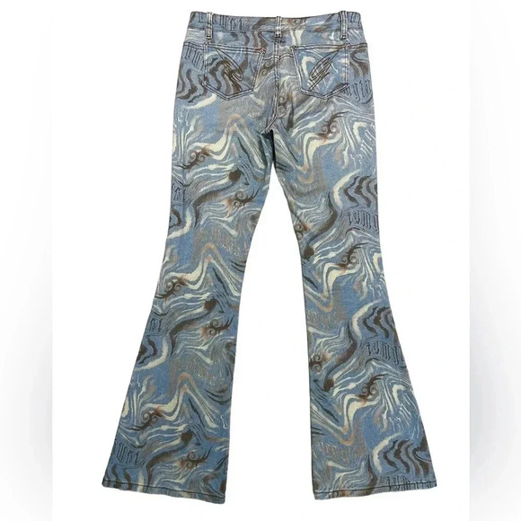I.AM.GIA Calee Pant Flare Wide Leg High Waisted Jeans Printed Size S - Picture 5 of 11